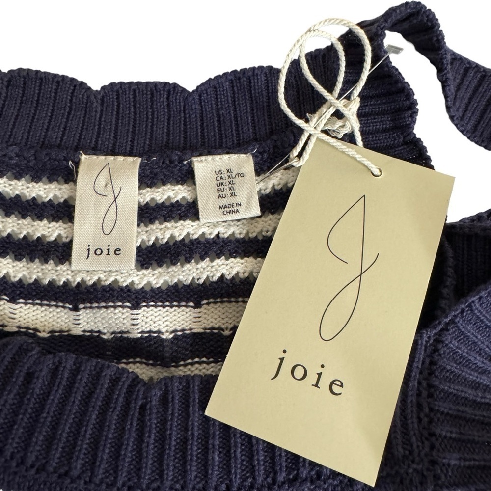 NWT Joie Crochet MIDI tank dress striped navy white XL womens beachy boho casual - Picture 6 of 11